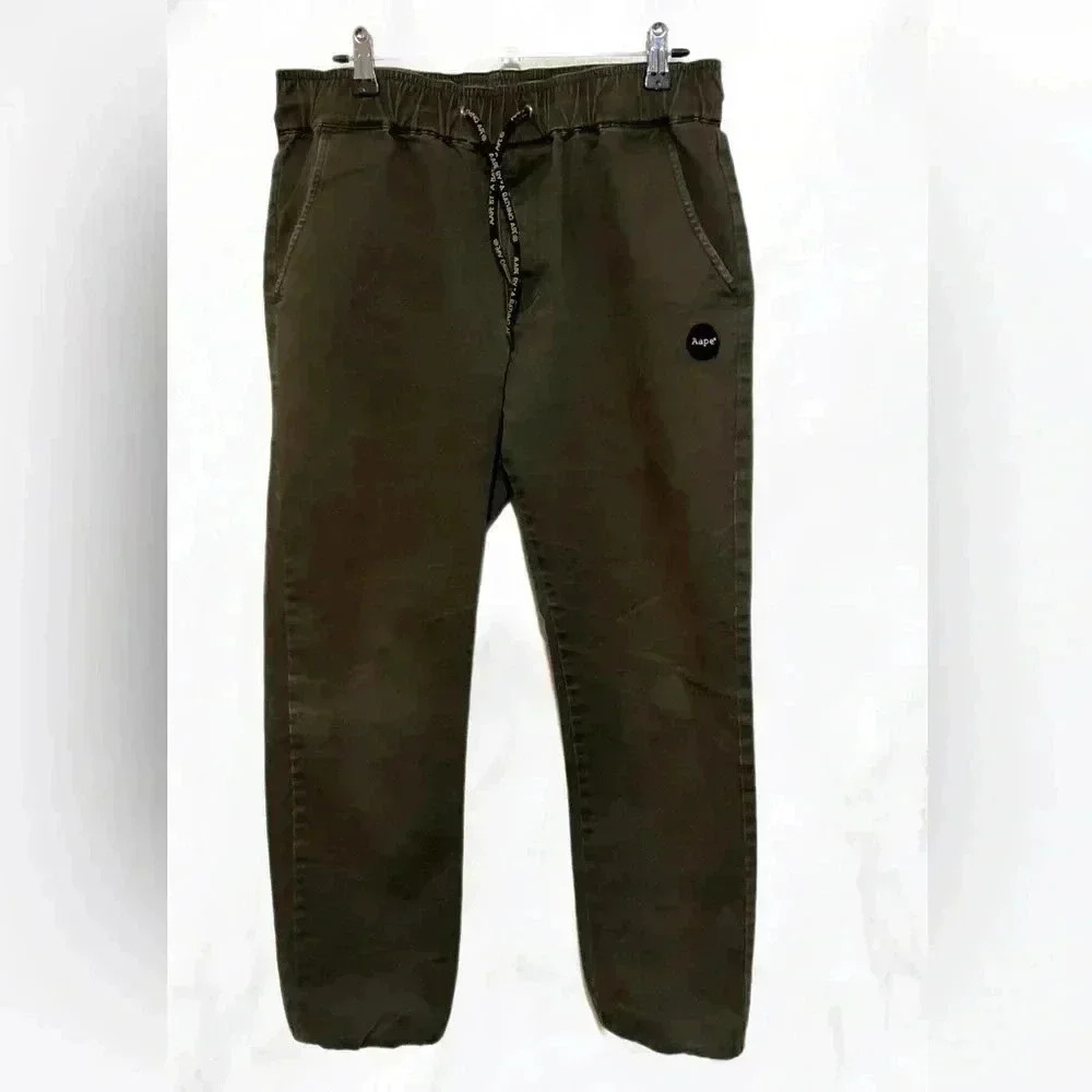 Bathing (Bape)  Aape dark green elastic bottom cargo pants 33